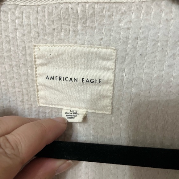 American Eagle Mid-Length Sherpa corduroy oversized Jacket cream large - Picture 5 of 7